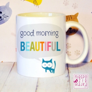 Kubek Good Morning Beautiful z kotkiem